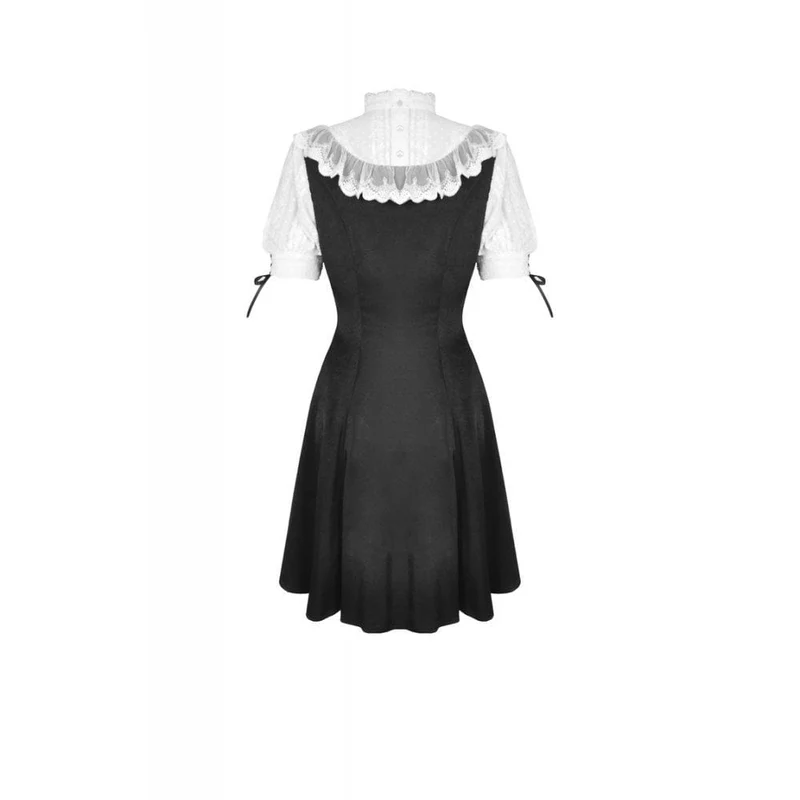 Damen Gothic Stand Kragen Lolita Doll Midi Kleider