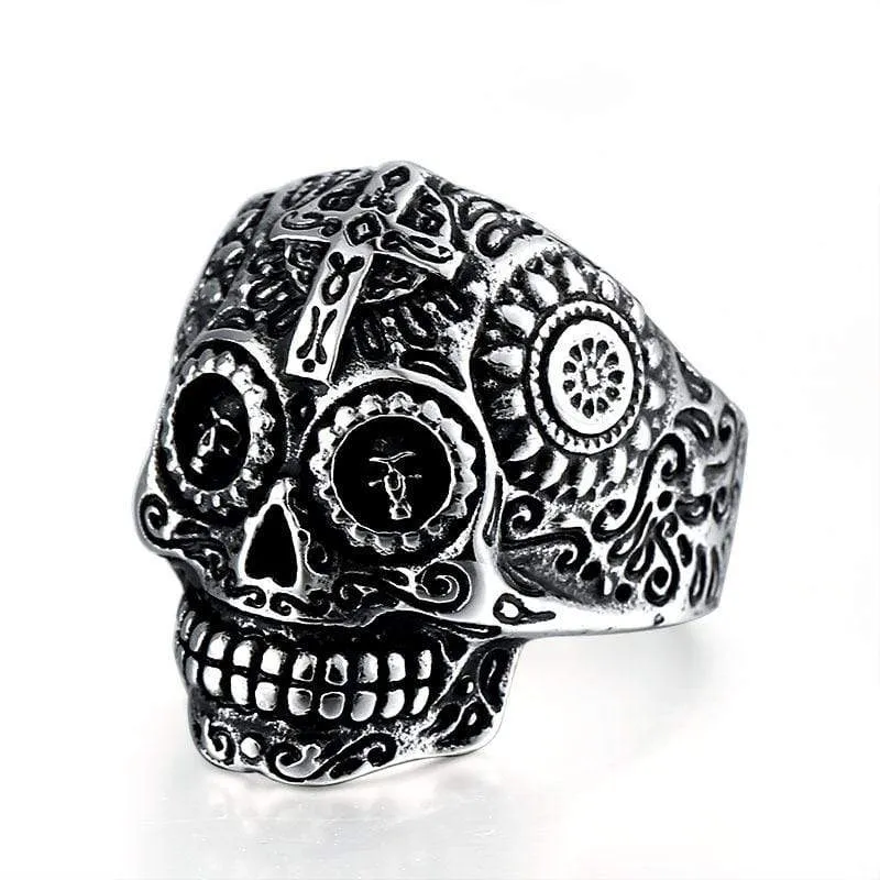 Herren Punk Cross Skull Augenringe