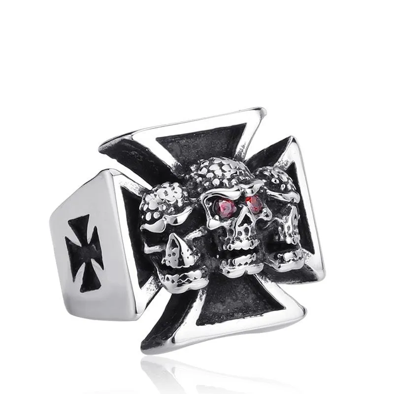 Punk Skull Cross Rings für Herren