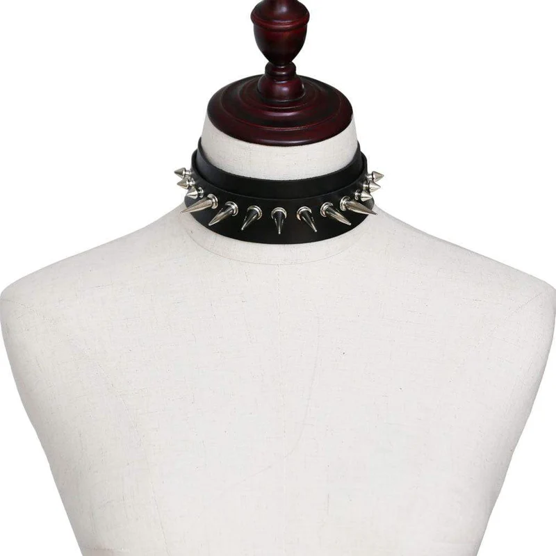 Damen Punk Long Rivets Halsreifen