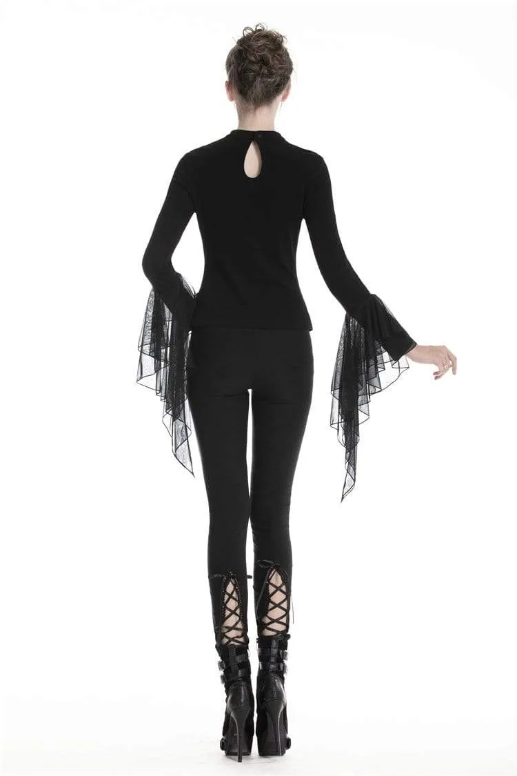 Frauen Gothic Lace-up Floral Cutout Leggings