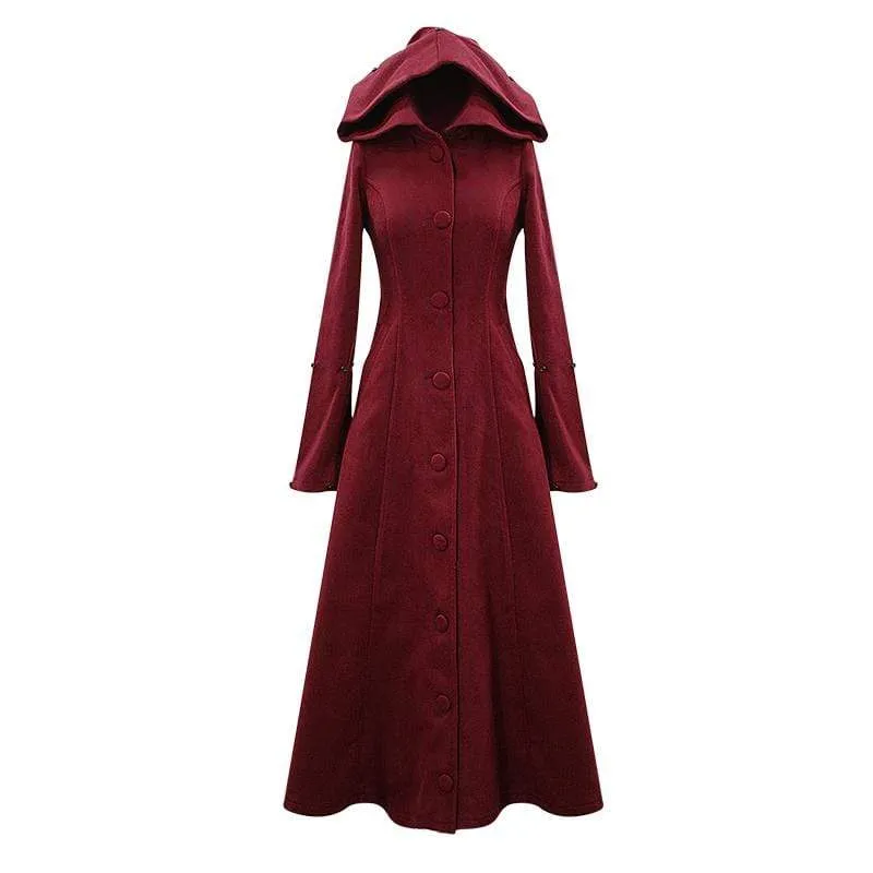 Damen Gothic Winter warme Mäntel mit abnehmbaren flauschigen Accessoires
