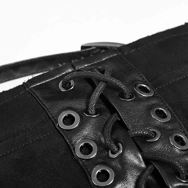 Frauen Steampunk Buckle Up Side Slit Maxirock
