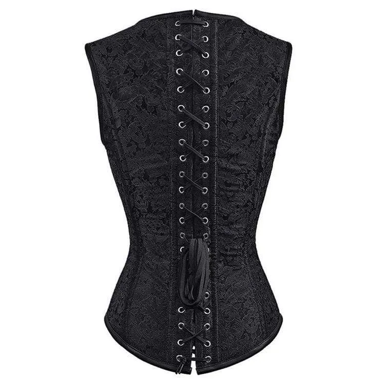Damen Gothic Floral 12-Stahlknochen Overbust Korsetts