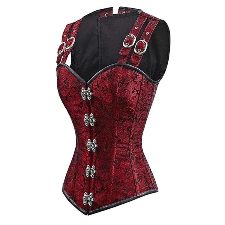 Damen Gothic Floral 12-Stahlknochen Overbust Korsetts