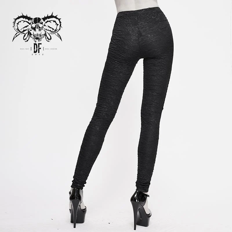 Damen Gothic zerrissene Leggings mit Nieten