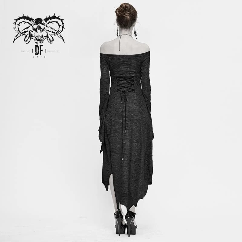Gothic Off-Shoulder Ripped Irregular Dresses für Damen