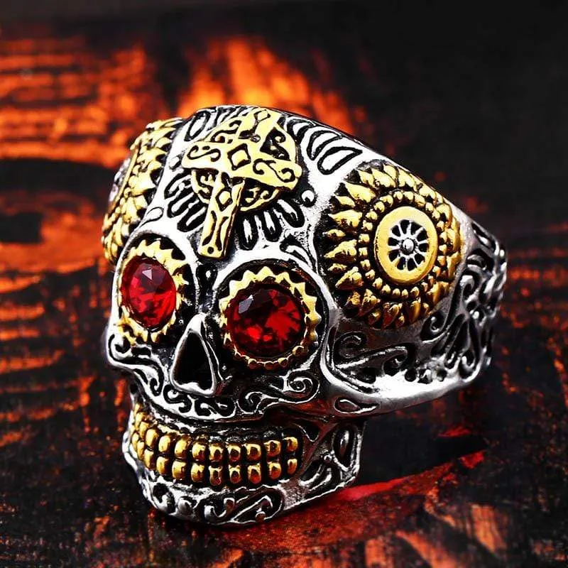Herren Punk Strass Eye Skull Ringe
