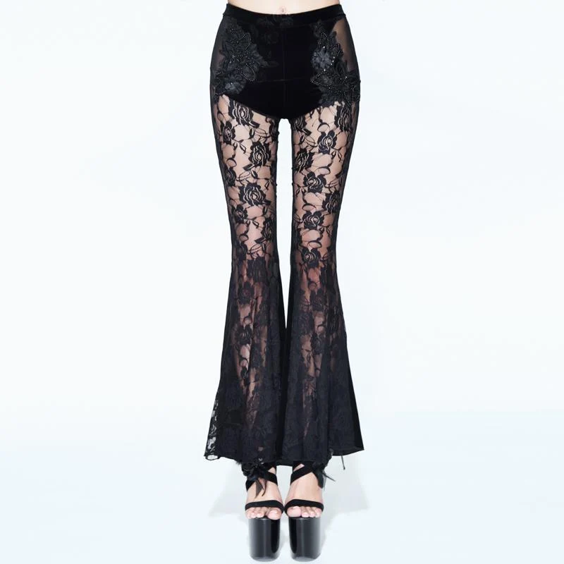 Damen Velour & Lace Gothic Leggings
