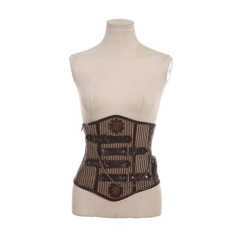 Steampunk-Leder- und Stoffkorsett für Damen