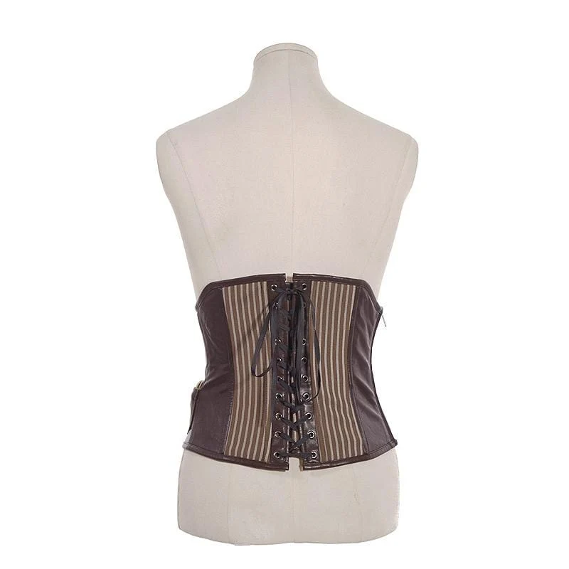 Steampunk-Leder- und Stoffkorsett für Damen