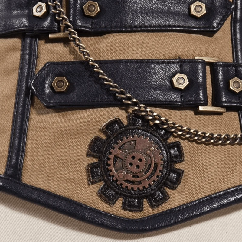 Steampunk-Leder- und Stoffkorsett für Damen