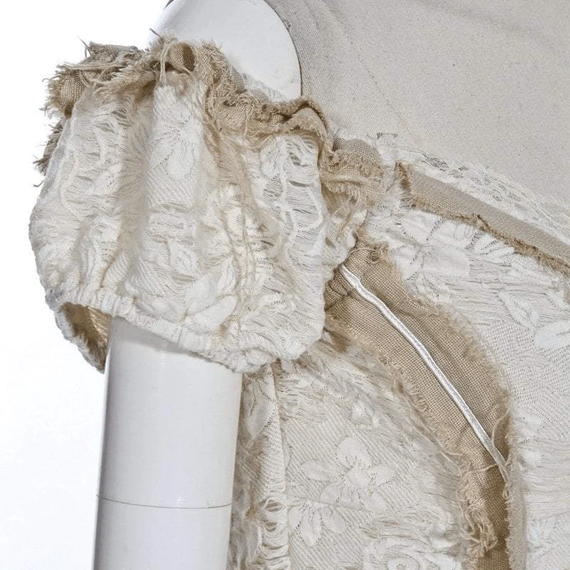 Damen Vintage Off Schulter Lace Short Top