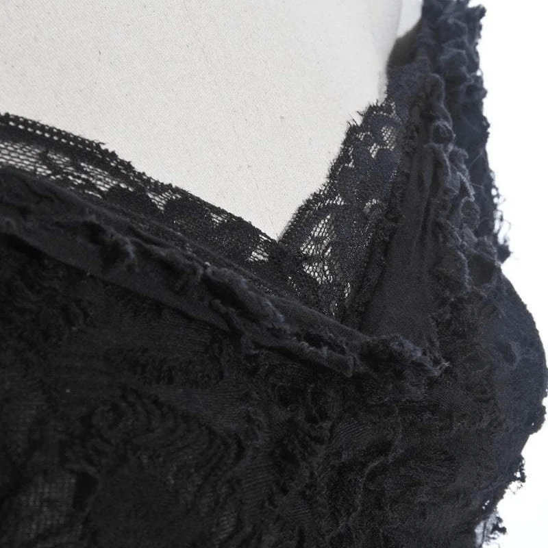 Damen Vintage Off Schulter Lace Short Top