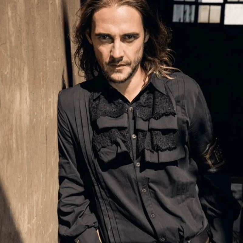 Herren Vintage Punk Shirt mit anhängendem Jabot