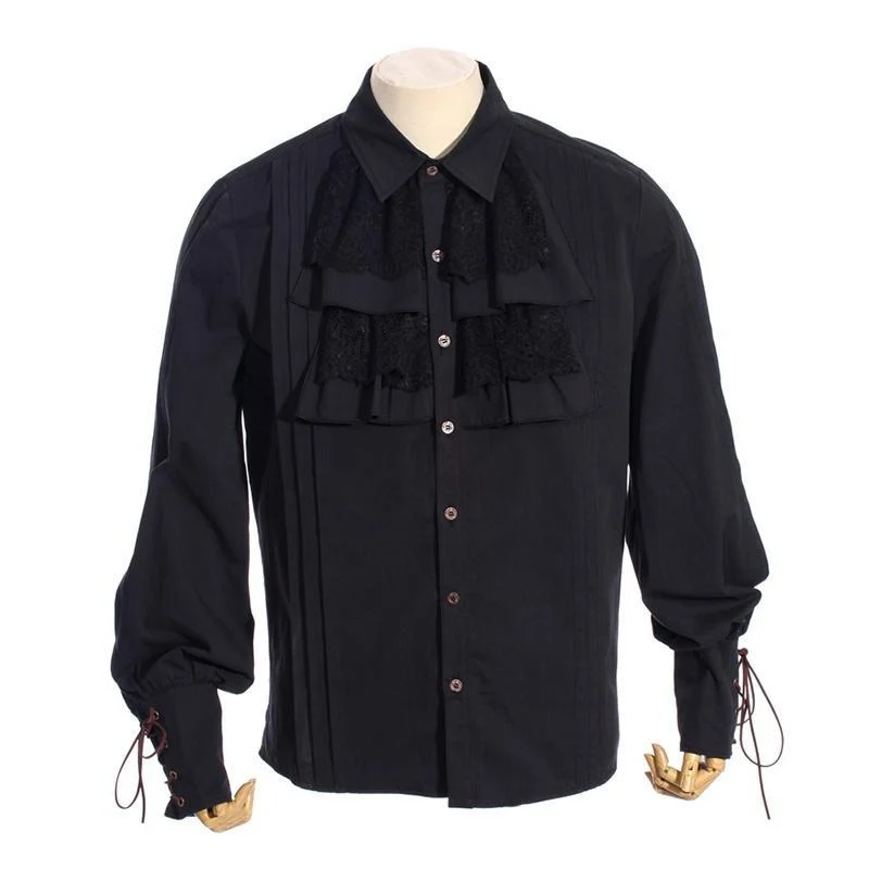 Herren Vintage Punk Shirt mit anhängendem Jabot