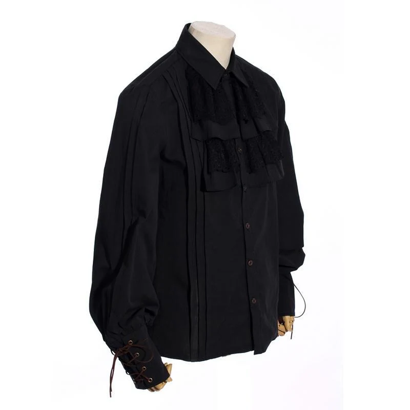 Herren Vintage Punk Shirt mit anhängendem Jabot