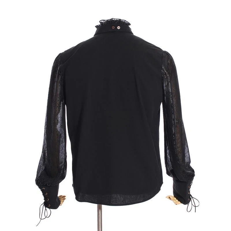 Herren Vintage Lace Ärmelshirt mit abnehmbarer Krawatte