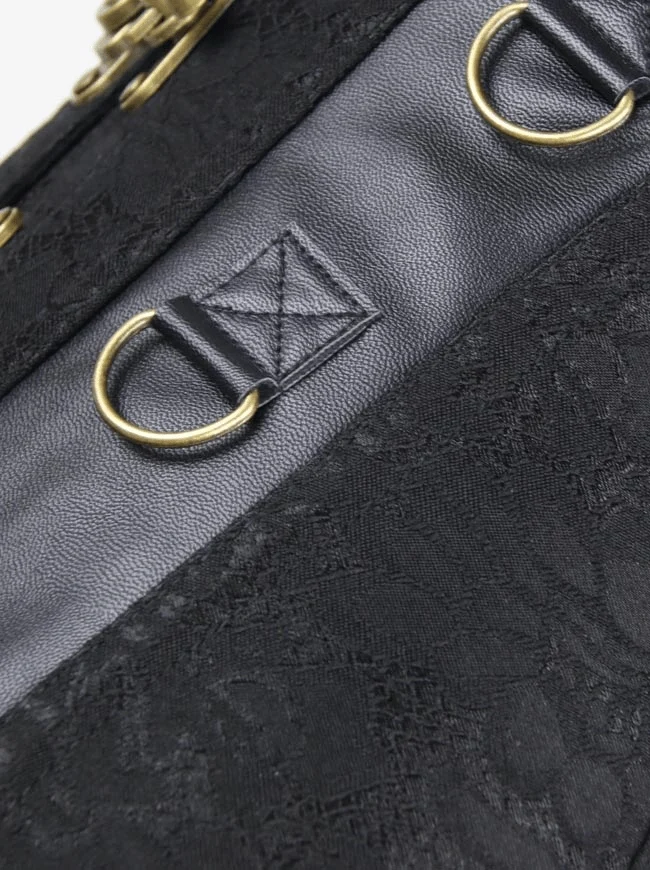 Damen Steampunk Jacquard Stahl ohne Knochen Busk Korsett mit Jacke und Gürtel