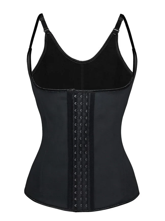 Damen Stahl ohne Knochen Latex 3 Hakenreihen Unterbrust Sport Workout Taille Trainer Body Shaper Korsett Weste