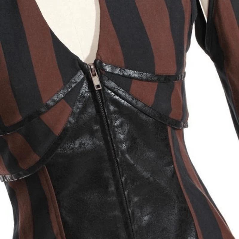 Gestreifte Steampunk-Lederweste für Damen