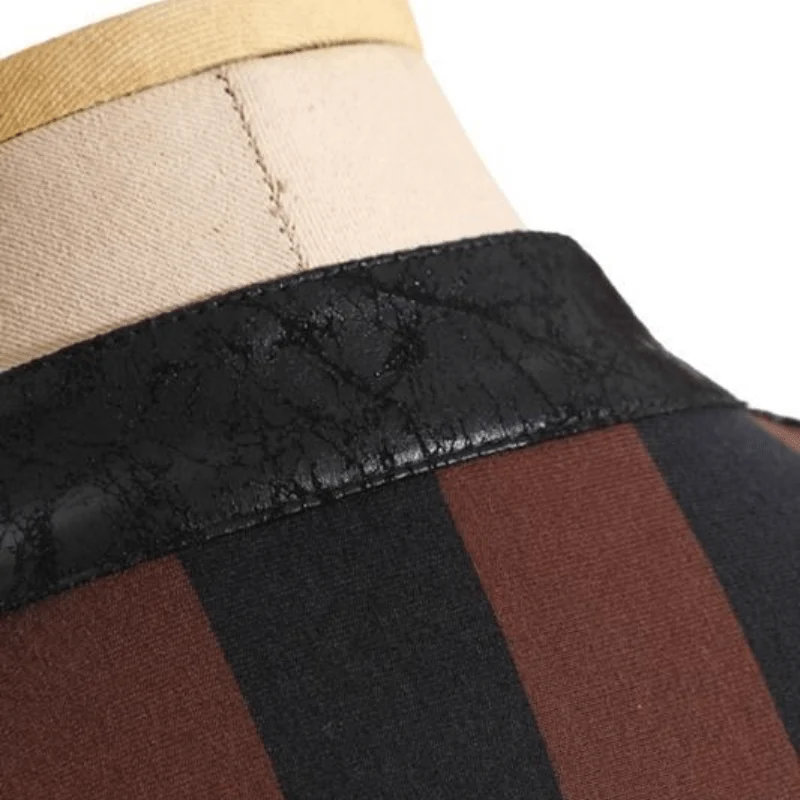 Gestreifte Steampunk-Lederweste für Damen