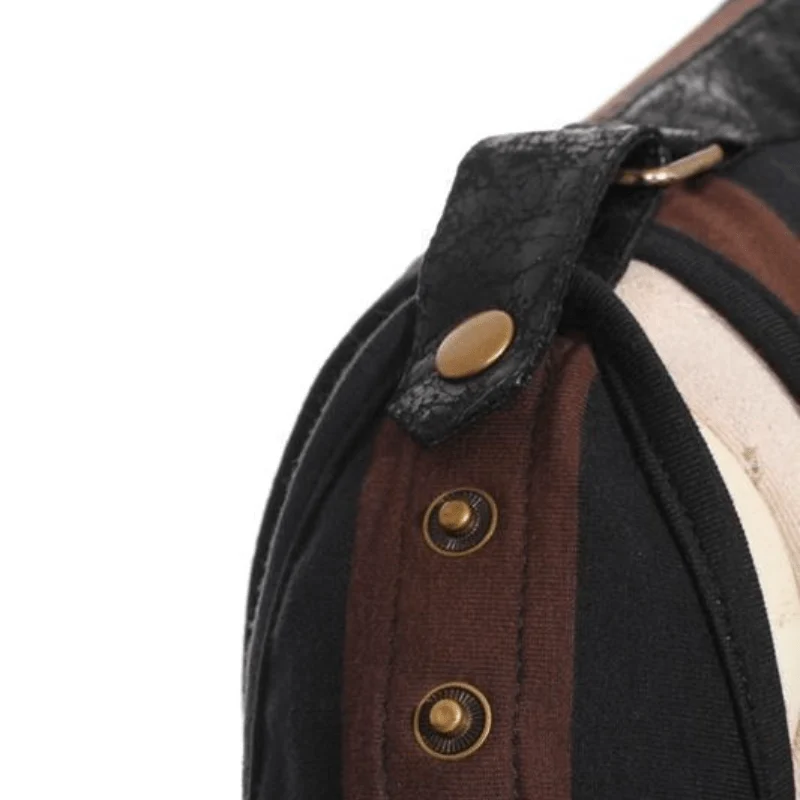 Gestreifte Steampunk-Lederweste für Damen