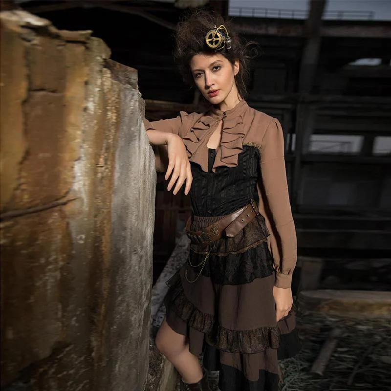 Abgerundetes unteres Oberteil im Vintage-Stil für Damen