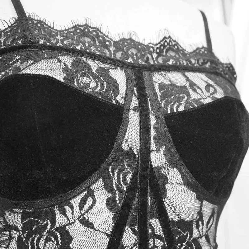 Frauen Gothic Sheer Floral Lace Bustiers