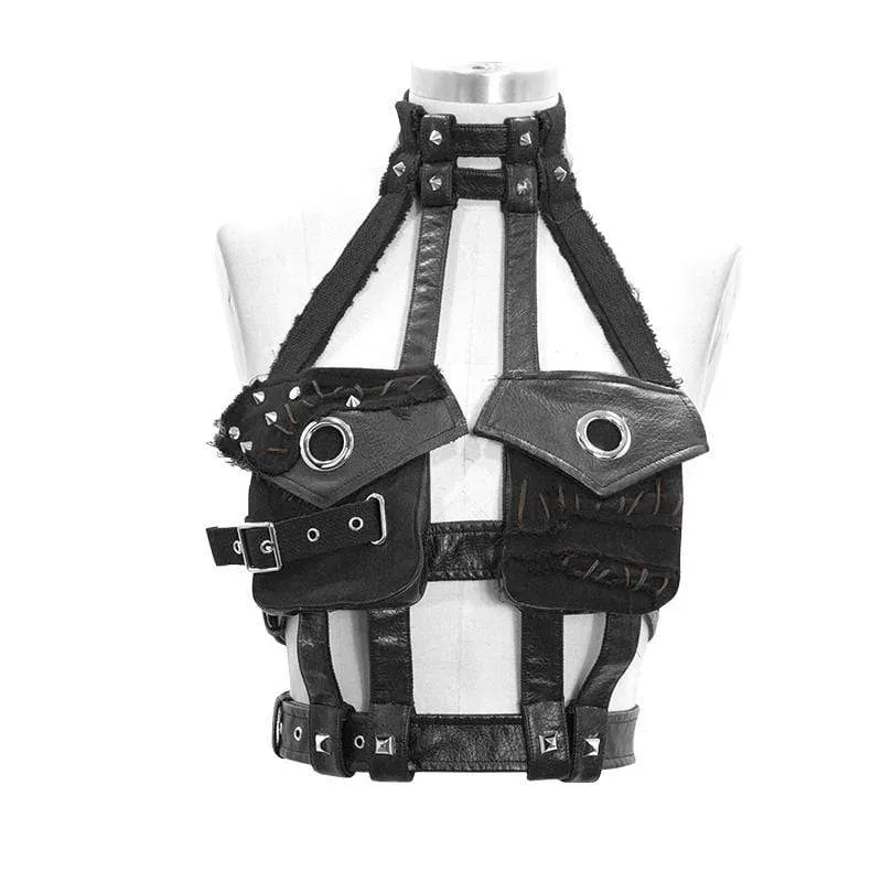Damen Gothic Punk PU Leder Taschengeschirr