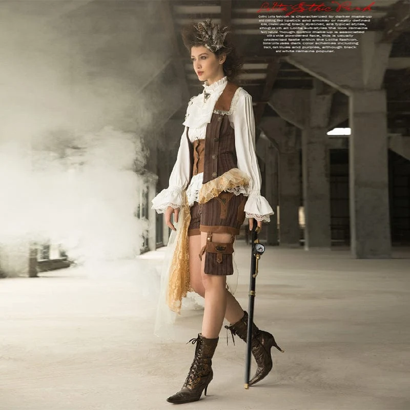 Frauen Steampunk Shorts mit Oberschenkeltasche