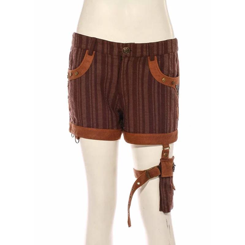 Frauen Steampunk Shorts mit Oberschenkeltasche