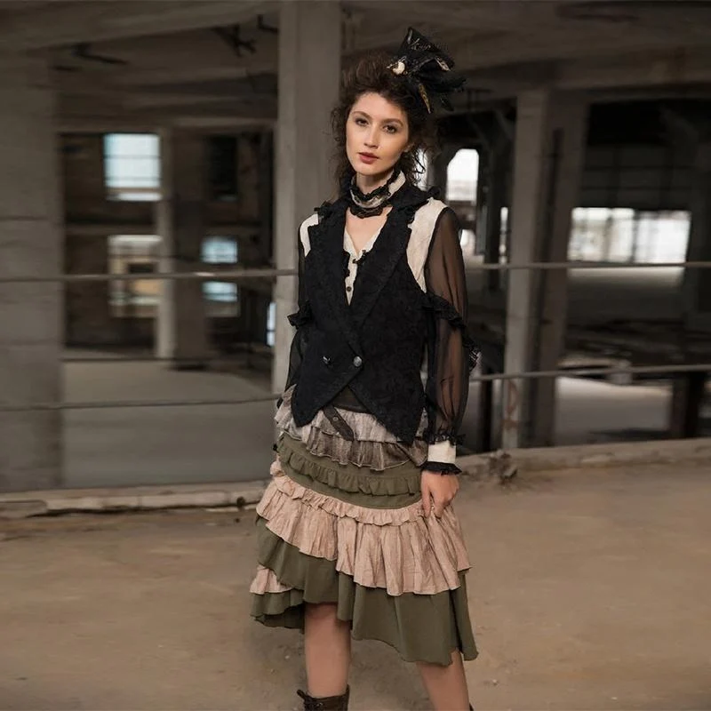 Mehrfarbiger mehrschichtiger Steampunk-Rock für Damen