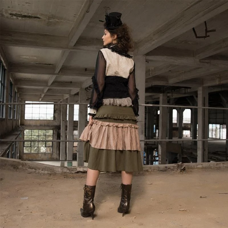 Mehrfarbiger mehrschichtiger Steampunk-Rock für Damen