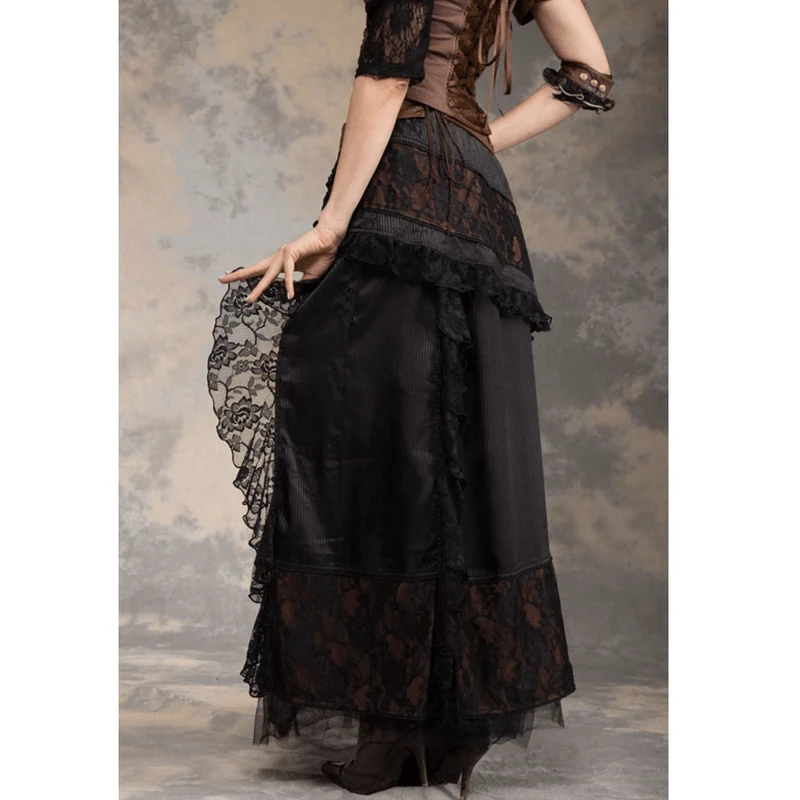 Frauen Goth Multilayer Net Front Skirt