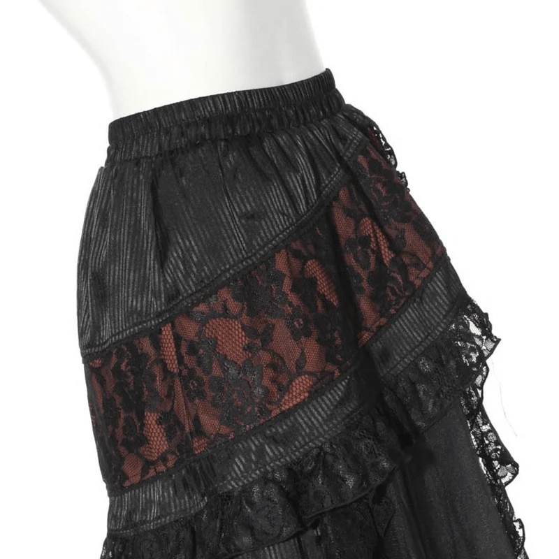 Frauen Goth Multilayer Net Front Skirt