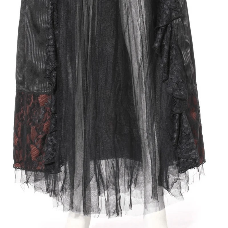 Frauen Goth Multilayer Net Front Skirt