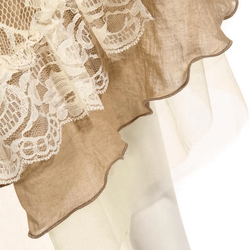 Mehrschichtiger Vintage-Rock mit Rüschen in mittlerer Länge für Damen