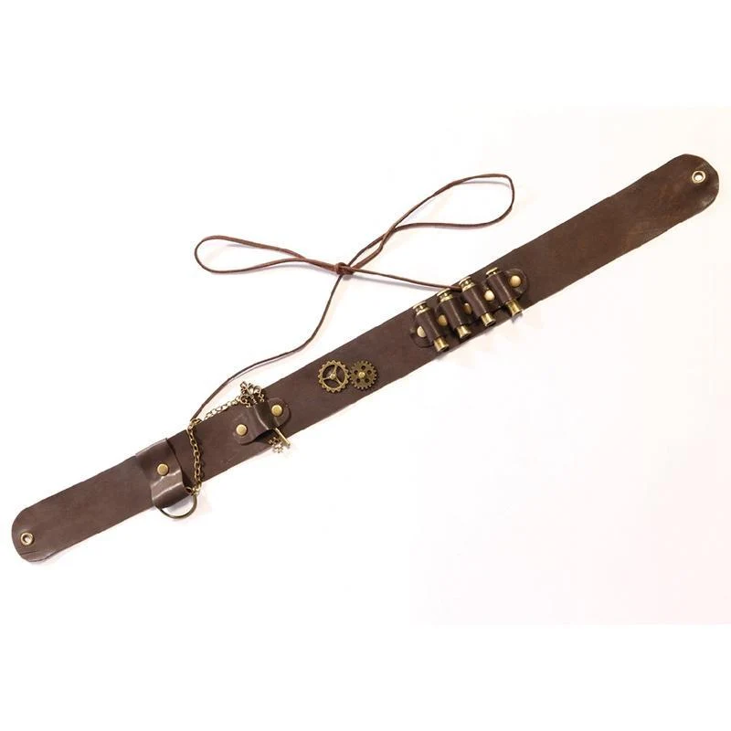 Herren-Steampunk-Bullet-Lederhutbekleidung