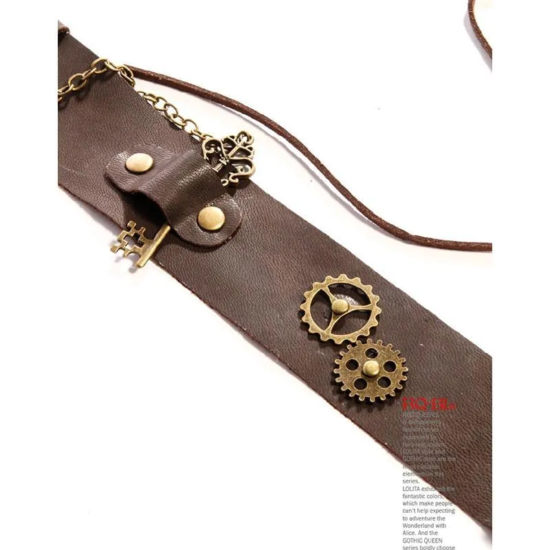 Herren-Steampunk-Bullet-Lederhutbekleidung