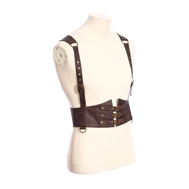 Herren-Steampunk-Auffanggurt aus Kunstleder