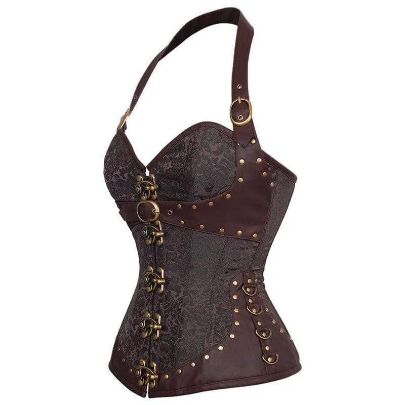 Damen Gothic Floral Halfter Top Korsetts Mit T-Back