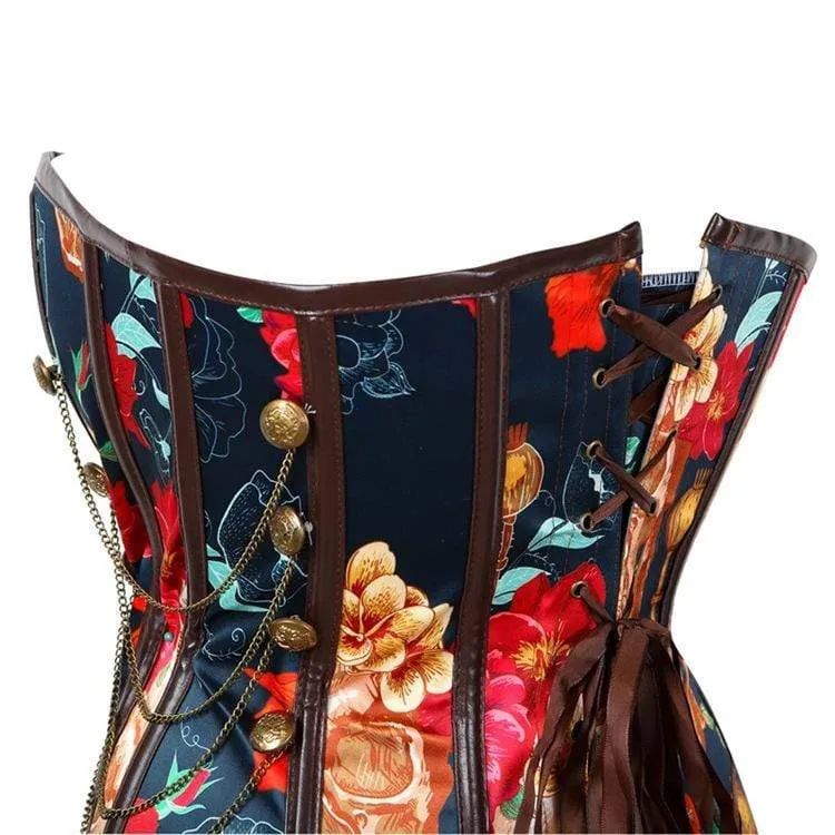 Vintage Vintage Floral Printed Mehrketten-Overbust-Korsetts