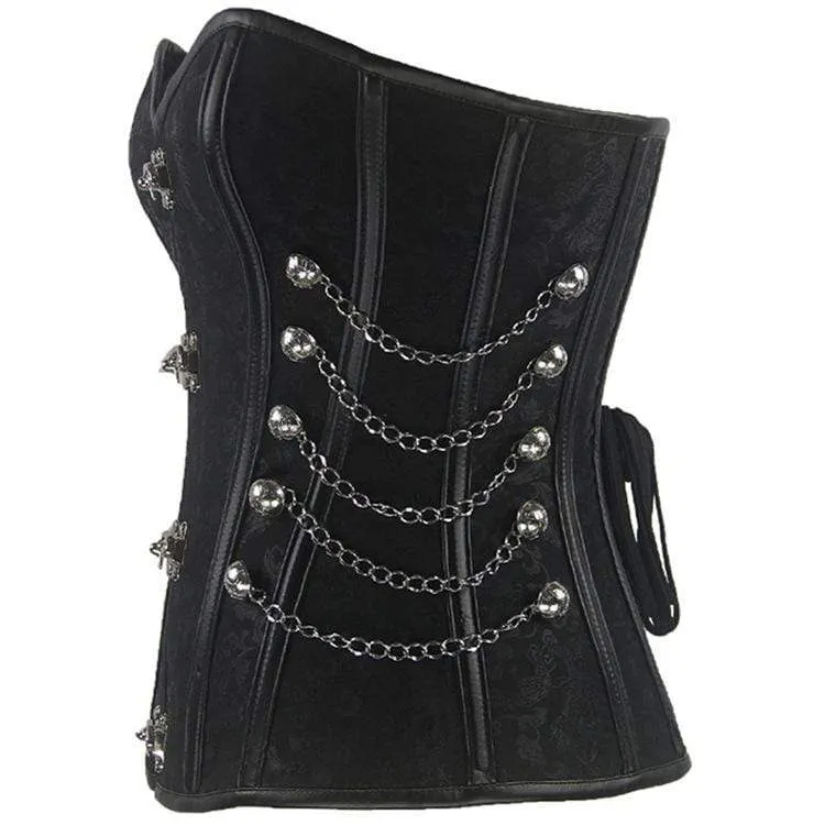 Gothic Multi-Chain Floral Overbust Korsetts für Damen
