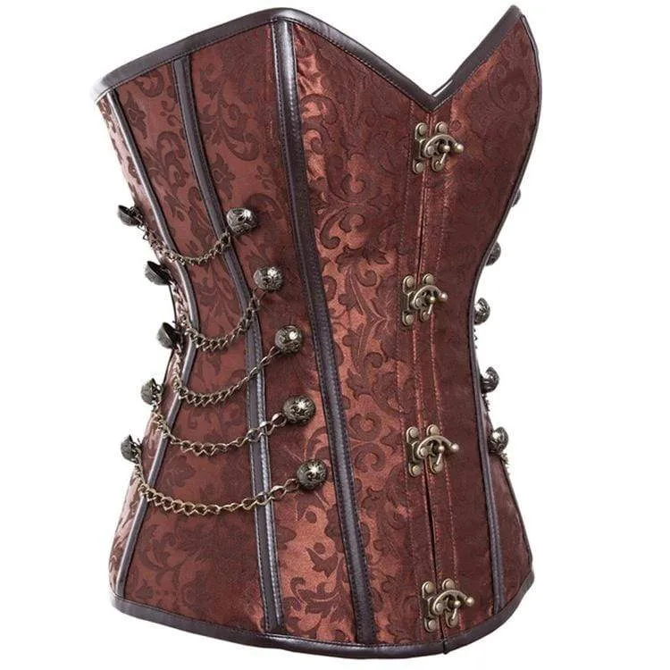 Gothic Multi-Chain Floral Overbust Korsetts für Damen
