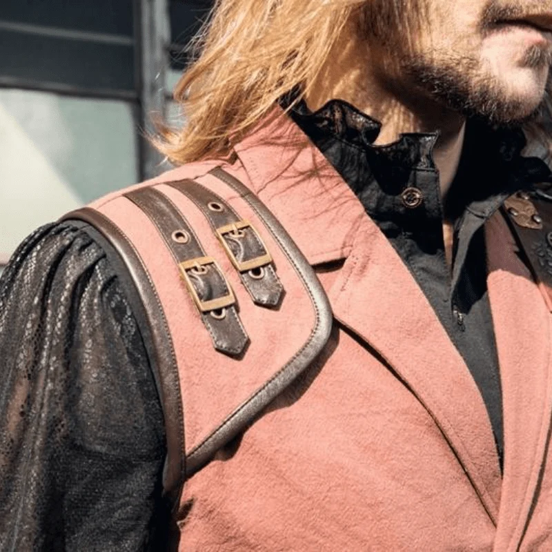 Herren Steampunk Kunstleder Akzent Explorer Weste