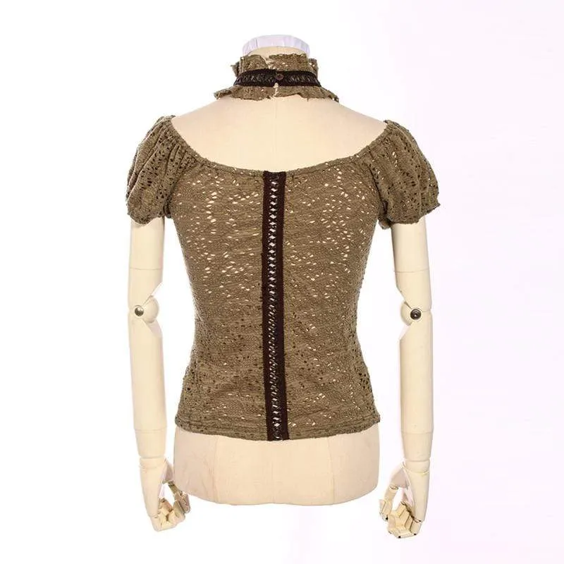 Damen Short Lace Top mit Kragen