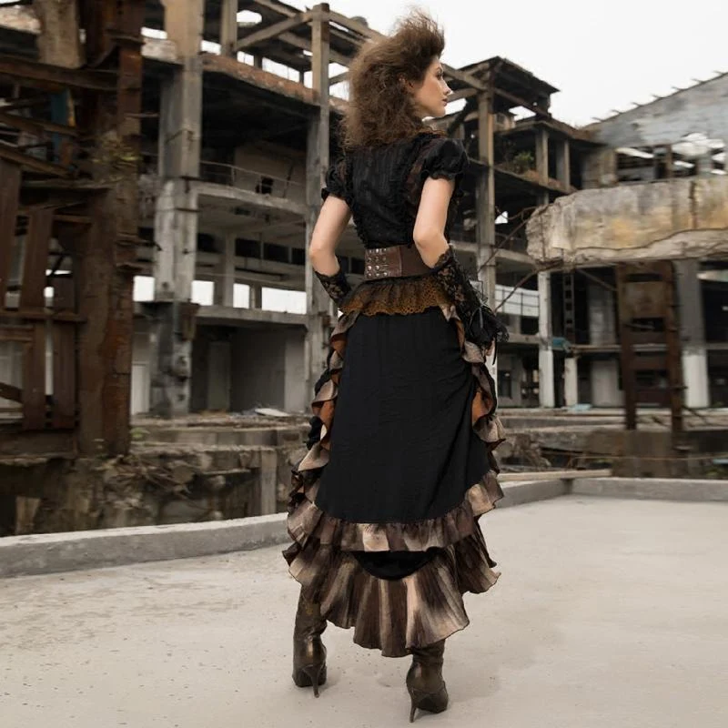 Damen Long Layered Steampunk Rock