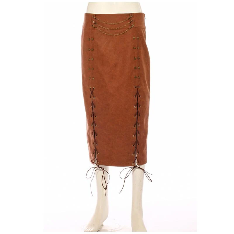 Damen Lederlook Steampunk Straight Rock