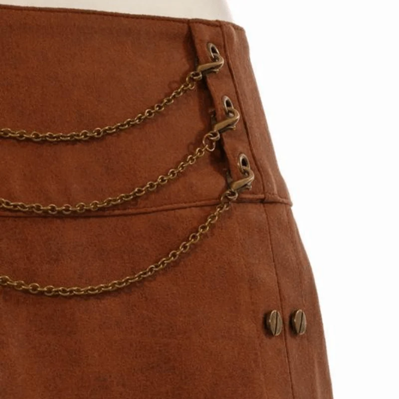 Damen Lederlook Steampunk Straight Rock